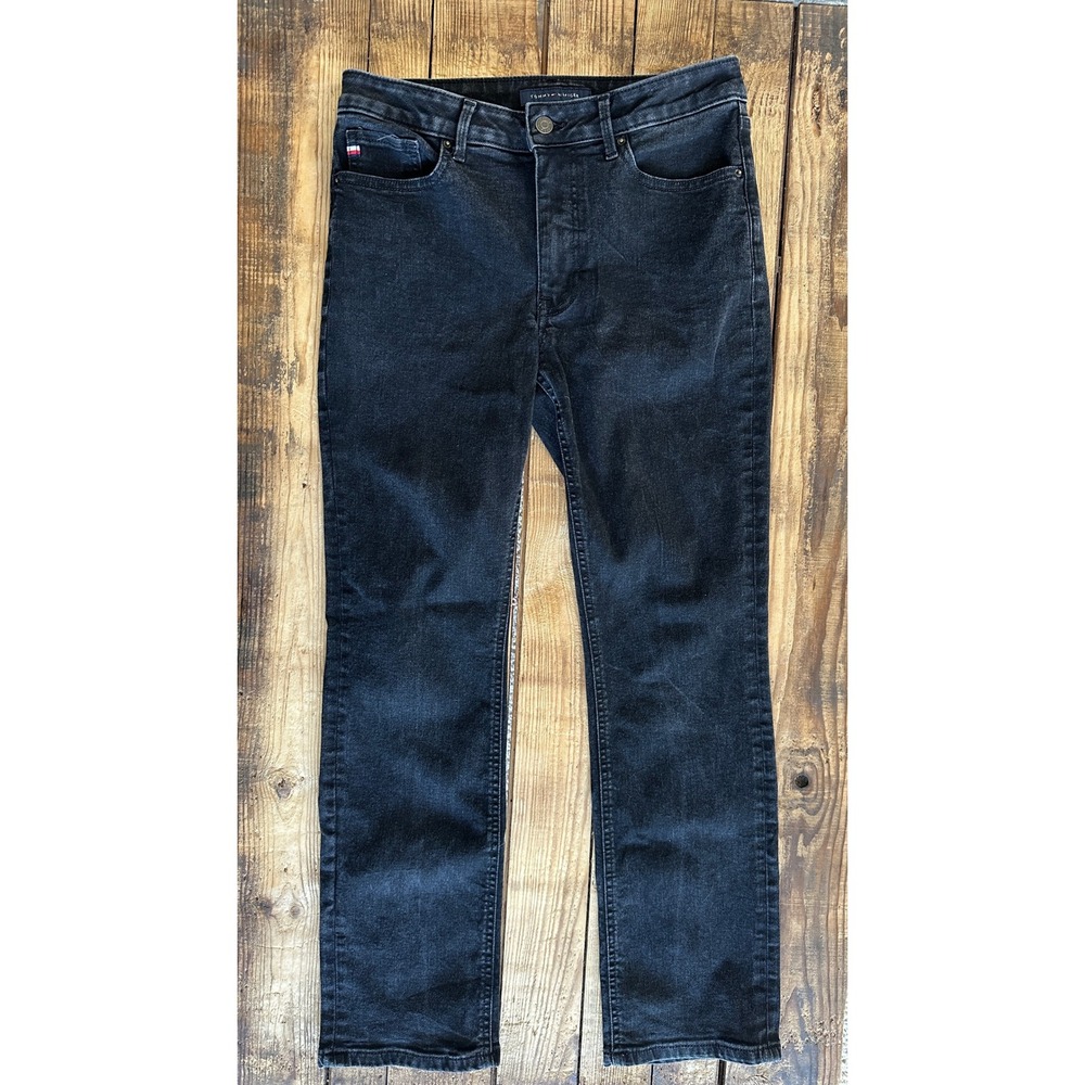 Tommy Hilfiger Womens Straight Leg Jeans Black Denim Size 8 Classic 5-Pocket